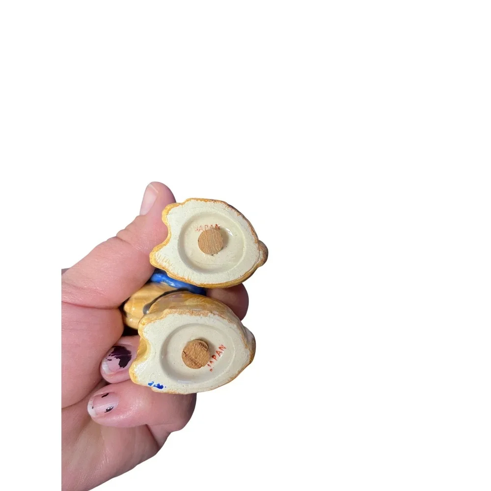 Vintage Ceramic Dog Salt and Pepper Shakers Blue‎ Berets Japan